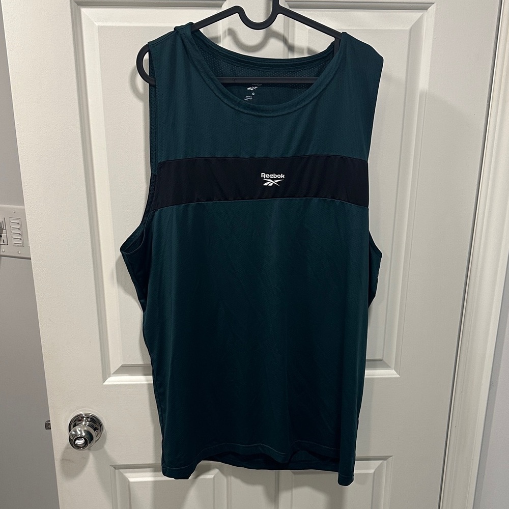 Reebok Men's Teal and Black Tank Top